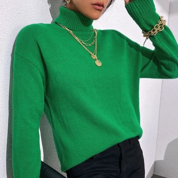 green turtleneck sweater fall winter trending - Picture 7 of 7